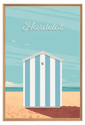 Image de Tableau mural encadré illustration Hardelot 65x97 cm, Tableau mural moderne pour décoration intérieure