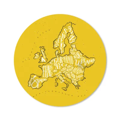 Produktbild von MuchoWow® Mauspad Mousepad Karte - Europa - Gelb - Weiß 20x20 cm - Mousepads - Maus Mat - Pad - Mausunterlage - Schreibtischmatte