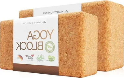 Image de Ensemble de 2 blocs de yoga - 100 % naturel - Blocs de hatha yoga pour débutants - Accessoires de méditation et de Pilates - Support de yoga pour le sol
