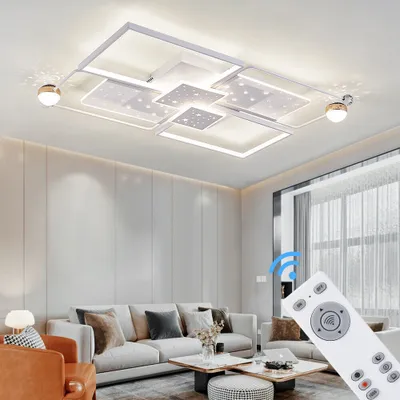 Zdjęcie produktu dla Lampa sufitowa LED z pilotem/aplikacją Regulacja barwy/jasności światła. Biała ramka i wzór gwiazdy TY9644-CFX