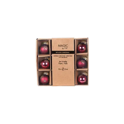 Produktbild von Weihnachtskugeln Glas 2cm Schneeflocken Motiv 12er Set Smooth Port