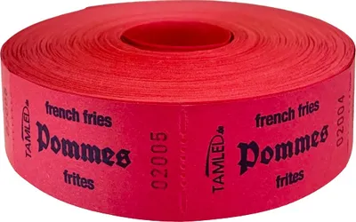Produktbild von Bonrolle Pommes frites rot dreisprachig 1000 perforierte Abrisse nummeriert