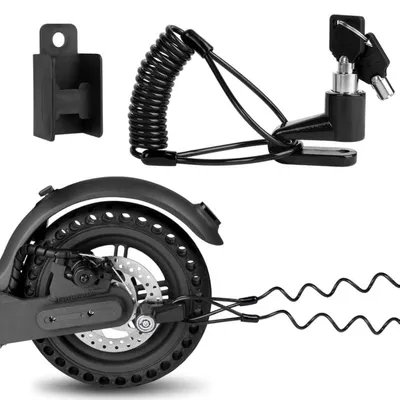 Produktbild von Bremsscheibenschloss für E-Scooter & Fahrräder, 5mm Scheibenbremse, mit Erinnerungsseil, Schwarz