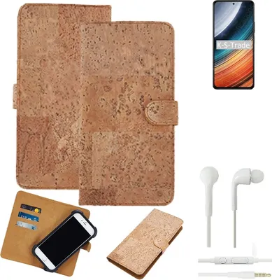 Produktbild von K-S-Trade Hülle kompatibel mit Xiaomi Redmi K40S + in ear Kopfhörer Kork Handyhülle Cover  Schutzhülle TPU Case Bumper in Hellbraun, (1x)