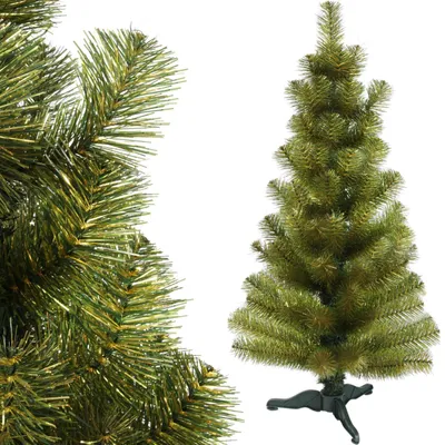 Image de Sapin de Noël artificiel vert et doré GOLIAT 90 cm, fabriqué en Pologne, qualité supérieure