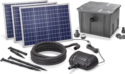 Produktbild von Solar Teichfilter Set 150/5000 Solarpumpe Außenfilter Gartenteich esotec 101082