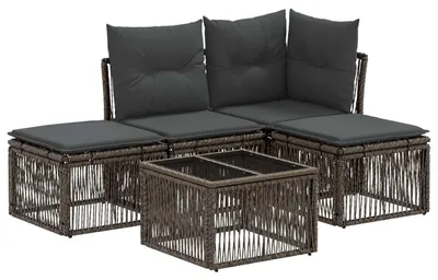 Immagine prodotto di Set di divani da giardino vidaXL, 5 pezzi, grigio, in rattan sintetico