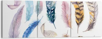 Produktbild von Bild auf Leinwand - Leinwandbild - Federn Vögel Tiere Komposition - 150x50cm - Wand Bild - Wanddeko - Leinwanddruck - Bilder - Kunstdruck - Wanddekoration - Leinwand bilder - Wandkunst - CA150x50-2894
