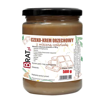 Zdjęcie produktu dla CZEKO-KREM - krem orzechowy z mleczną czekoladą 500g Brat.pl