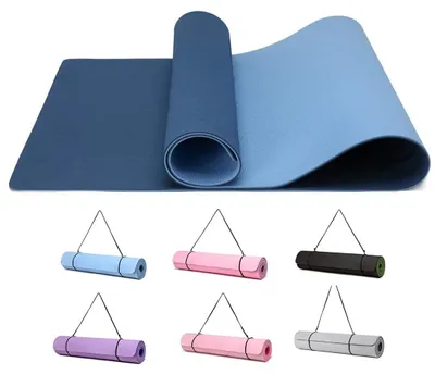 Produktbild von Yogamatte Gymnastikmatte Fitnessmatte - TPE - 6 mm - 183 x 61 cm - Rutschfest - Mit Tragegurt
