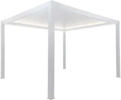 Immagine prodotto di Milani Home - pergola bioclimatica retrattile motorizzata con LED Firebolt, 4 x 4 m, in alluminio, bianco