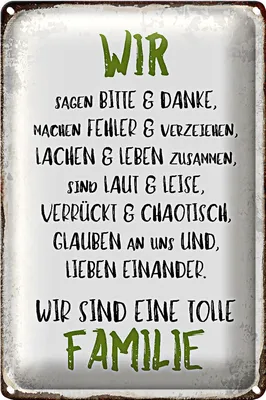 Produktbild von Blechschild Spruch 20x30cm wir eine tolle Familie