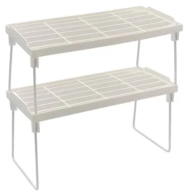 2er-Set stapelbare Küchenregale, Kunststoff/Metall, 30x14x16 cm, weiß