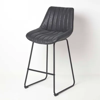 Immagine prodotto di HOMESCAPES Sgabello da bar "Ascot" Sgabello da banco in Pelle finta con schienale alto 97cm - nero