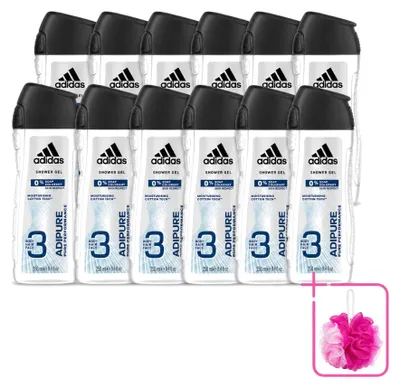 Obrázek produktu pro 12 kusů sprchového gelu a šamponu 2 v 1 Adidas Adipure, objem 250 ml, výhodná balení