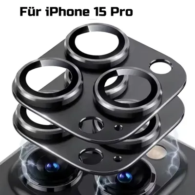 Immagine prodotto di protezione per fotocamera 2x per Apple iPhone 15 Pro protezione in alluminio in nero