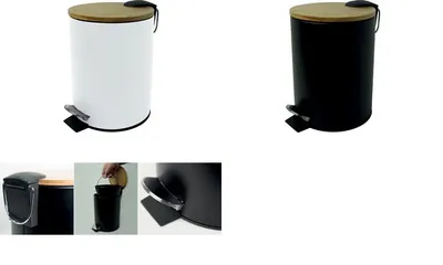 Immagine prodotto di helit H2404495 cestino a pedale helit "the bamboo", 3 litri, nero