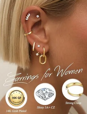 Produktbild von Ohrstecker und Hoops für Damen - Hypoallergene Chirurgische Stahlohrschmuck - 20G