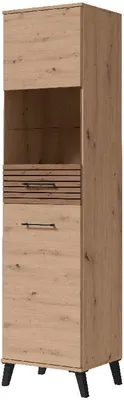 Produktbild von Hohe Vitrine CARLO 2 Standvitrine Vitrinenschrank Eiche Artisan
