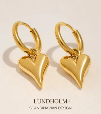 Produktbild von Lundholm Ohrhänger Damen Vergoldet Saltrup – Edelstahl Gold Plattiert Jewellery – Herz Anhänger my – Hypoallergen  Wasserfest