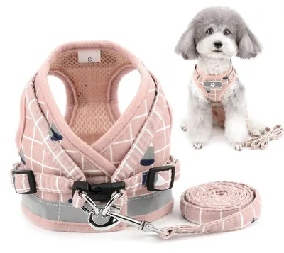 Produktbild von Hundegeschirr Brustgeschirr Katzengeschirr - Größe XS - Verstellbar - Reflektierend - Rosa - Für kleine Hunde und Katzen