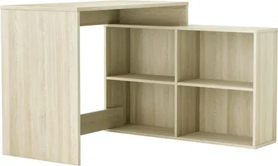 Produktbild von Schreibtisch Kyarr, Mehrzweckschreibtisch, Bürotisch für PC, Eckschreibtisch, 112x101 h77 cm, Eiche und Weiß
