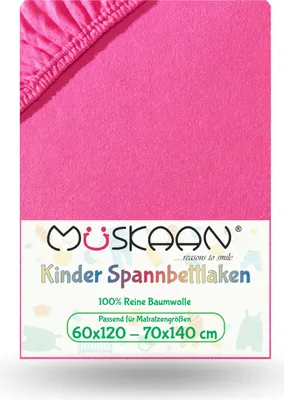 Produktbild von Jersey Kinder Spannbettlaken 60x120 cm - 70x140 cm Pink 100% Baumwolle