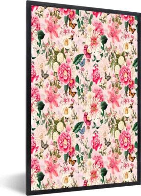 Produktbild von MuchoWow® MuchoWow® Gerahmtes Poster Blumen - Insekten - Farben 60x90 cm - Poster mit zchwarzem Bilderrahmen - Kunst