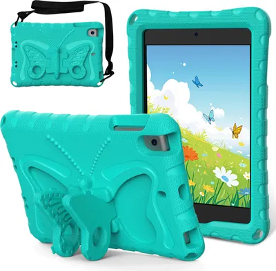 Image de Étui pour iPad mini 5/mini 4/mini 3/mini 2/mini 1, étui léger EVA anti-choc avec bandoulière et support papillon Vert