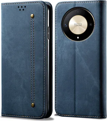 Obrázek produktu pro Pouzdro pro Honor Magic6 Lite, Kožené Peněženkové Pouzdro s Magnetickým Uzavíráním a Stojánkem modré