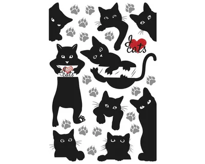Obrázek produktu pro Samolepka na zeď Černá kočka 45x65 cm