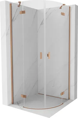 Immagine prodotto di Mexen Mist cabina doccia semicircolare a battente 80 x 80 cm, trasparente, rame spazzolato - 8A33-080-080-65-00