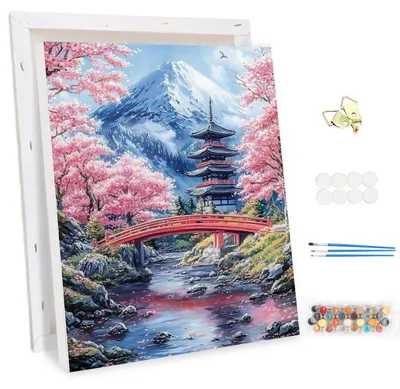 Produktbild von Malen nach Zahlen Erwachsene mit Rahmen Landschaft Blumen 30x40cm