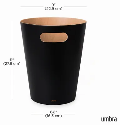 Obrázok produktu pre Umbra Woodrow, odpadkový kôš, drevo, 7,5 litra, čierna/prírodná