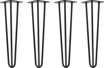 Produktbild von Natural Goods Berlin HAIRPIN Legs, Haarnadelbeine, Möbelfüße, Tischbeine, Schwarz, 45 cm, 3 Streben, 4 Stück
