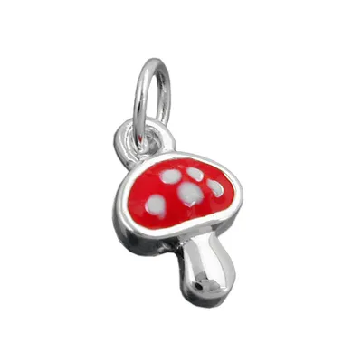 Produktbild von Anhänger 12x8mm Fliegenpilz rot-weiß lackiert Silber 925 silber 12x8mm