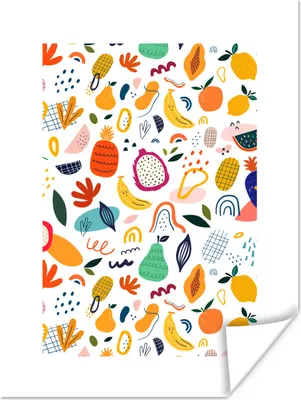 Produktbild von MuchoWow® Poster Obst - Lebensmittel - Ananas - Birne 120x160 cm - Wandbilder