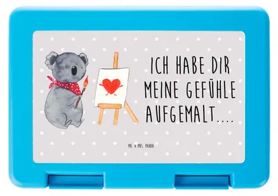 Produktbild von Mr. & Mrs. Panda Bento Box Koala Künstler - Grau Pastell - Geschenk, Lunchbox, Snackbox, Frühstücksbox, Bentobox, Gefühle, Vesperbox, Liebe, Liebesgeschenk, Zeichnen