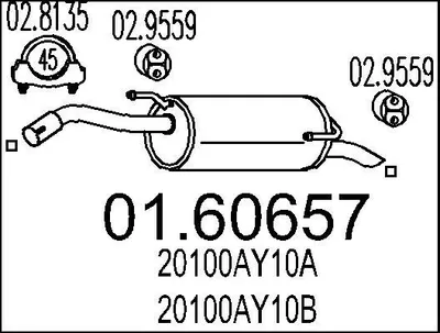 Produktbild von MTS 01.60657 Endschalldämpfer für NISSAN MICRA III (K12) Auspuff