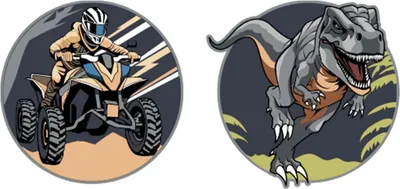 Produktbild von Schneiders Schulranzen-Zubehör Patches Set 2 teilig Quad+Dino mehrfarbig