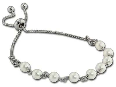 Productafbeelding van Armäleon damesarmband, witte parels, zilver, wit, modelnummer D3ARS011W
