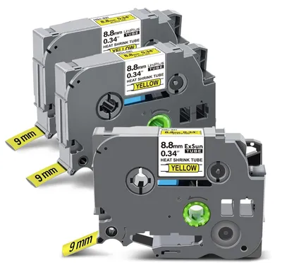 Image de 3 rouleaux de ruban étiquette thermorétractable compatibles avec les machines d'impression d'étiquettes