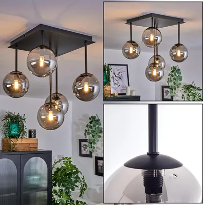 Produktbild von Isorella Deckenlampe aus Metall/Glas in Schwarz/Rauchfarben