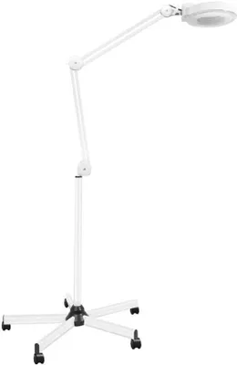 Imagen del producto de Lámpara de aumento con espejo de 125 mm - Iluminación LED de 2400 lúmenes - Soporte con ruedas para uso cosmético