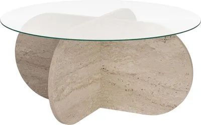 Produktbild von Skye Decor, Aeris - Travertine, Transparent, Couchtische, Travertin, Glas, 75 x 75 x 35 cm