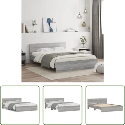 Produktbild von The Living Store Bettgestell mit Kopfteil Grau Sonoma 150x200 cm