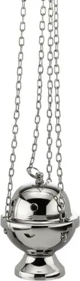Produktbild von Weihrauchfass mit Kette zum Hängen Höhe 11 cm mit Innenschale aus Stahl für die Räucherkohle