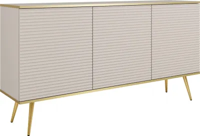 Image de Buffet glamour beige avec pieds dorés, 160 x 85 x 39