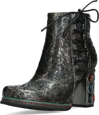 Produktbild von Laura Vita Damen Stiefelette gemustert Blockabsatz mit Strasssteinen Ledao 45, Größe:37 EU, Farbe:Schwarz
