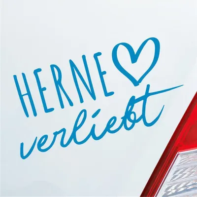Produktbild von Auto Aufkleber Herne verliebt Herz Stadt Heimat Liebe Car 19x10 cm Hellblau Sticker Heckscheibenaufkleber